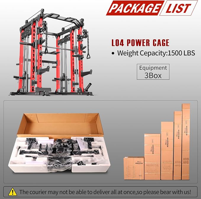 Multi-Purpose Squat Rack,Smith Machine Weight Rack Set with Cable Crossover System, Home Gym Power Racks, Power Racks and Packages