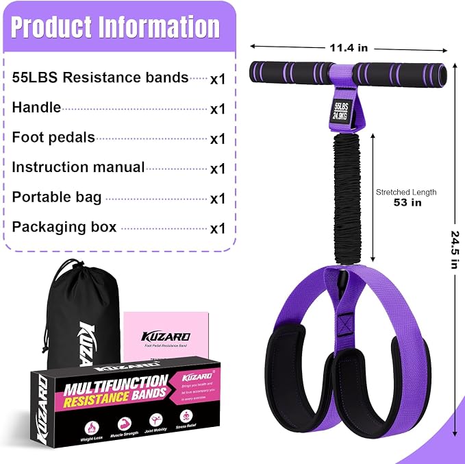 Upgraded Pedal Resistance Band with Handles, Multifunction Foot Pedal Resistance Bands for Abdomen,Waist,Arm, Core/ABS,Leg Workout at Home - Physical Therapy,Stretching,Strength Equipment