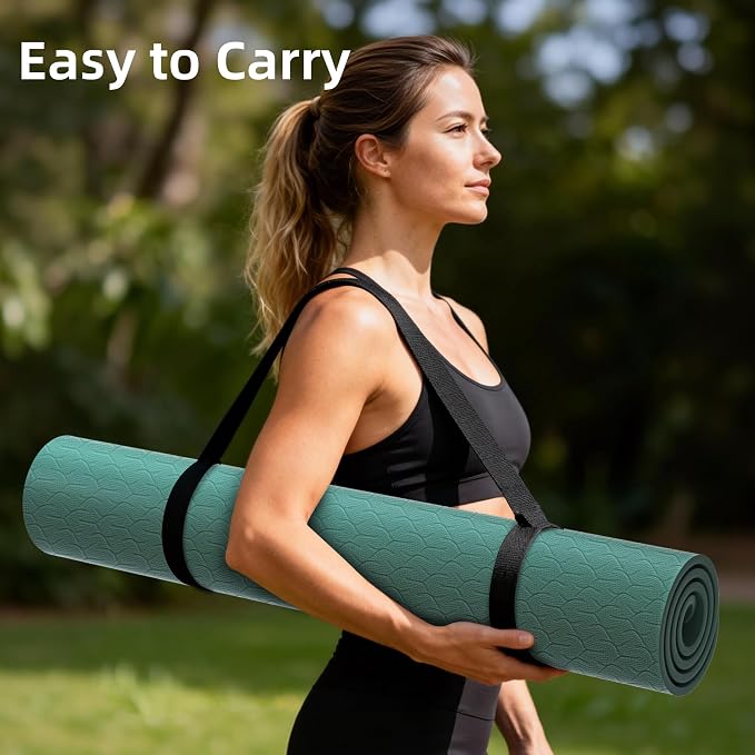 HAHE Extra Wide Yoga Mat, 72"x40"x0.4"Thick, Large Exercise Mats | Oversized Non Slip Workout Mat with Strap for Yoga, Pilates, Fitness, Home Gym Studio, Yoga Mats for Men & Women