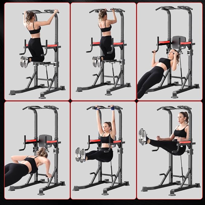 KINGKANG Assistive Power Tower,Dip Station & Pull Up Bar for Home Gym | Load 450 lbs|Suitable All Fitness Enthusiasts|9 Height Settings|Newly Upgraded