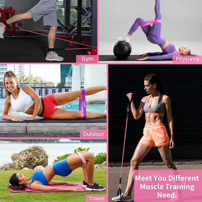 VEICK 10-150LBS Resistance Bands with Handles, Ankle Straps, Door Anchor | Accredited Lab Certified, 100% Natural Latex, Versatile for Yoga, Pilates, Strength, Home Gym