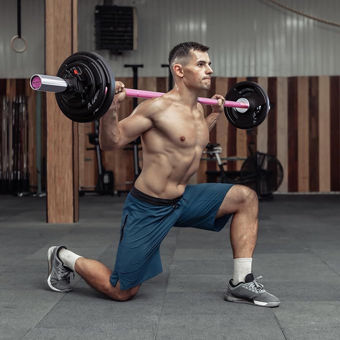 RitFit Barbell Weight Set - 4/6FT Olympic Barbell with Weight Plates (55-115LB Total) - Weightlifting Equipment for Squats, Curls, Deadlifts, Presses, Hip Thrusts