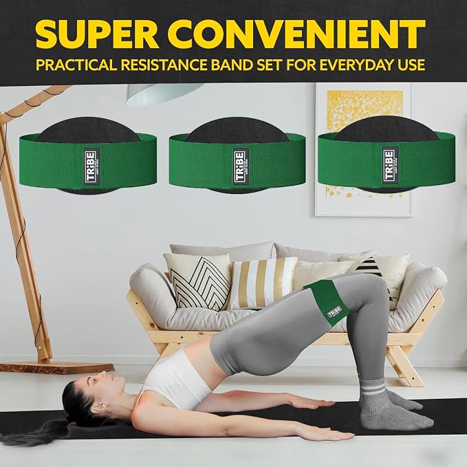 Fabric Resistance Bands for Working Out, 3-Pack for Legs and Glutes | Booty bands for women and men, non-slip grip, 3 resistance levels, for squats, lunges, hip thigh training, glute activation