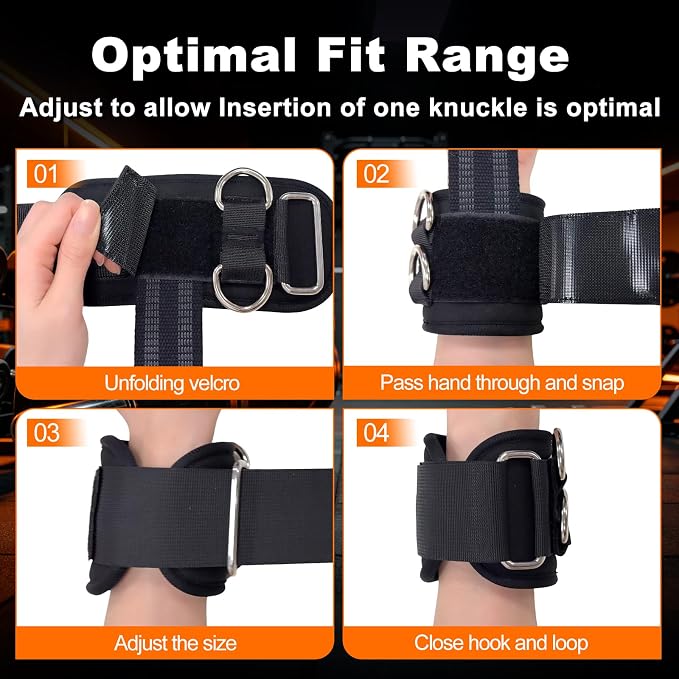 2-in-1 Weight Lifting Straps with Double D Rings, Gym Wrist Straps for Men | Anti-Slip Grip Deadlift Straps for Strength Training & Cable Machines,Padded Wrist Cuffs for Powerlifting,Rows,Pull-ups