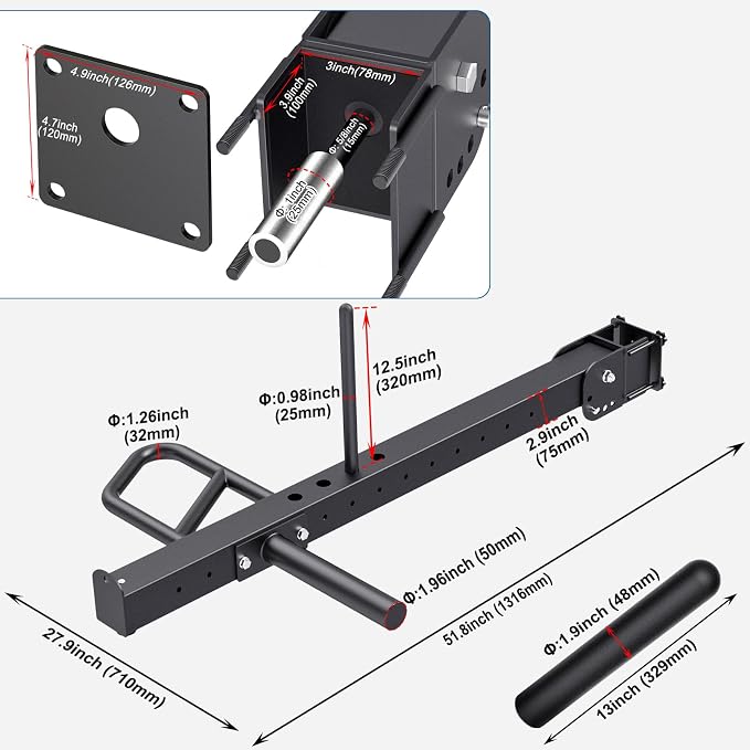 SELEWARE Squat Rack Attachment for Power Cage with 5/8" or 1" Holes | Y-Shaped Dip Bar Attachment, Nordic Hamstring Curl Attachment & Lever Arms for 2x2 or 3x3 Power Rack, Home Gym Accessories