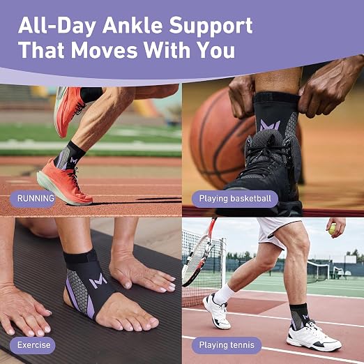Ankle Brace for Men & Women, Purple, 1 Pc | Breathable Compression, Plantar Fasciitis Relief, Adjustable, Sprain Recovery & Sports Protection