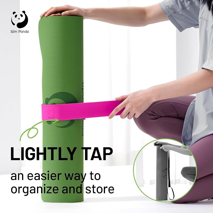 Yoga Mat Strap Slap Band, One Snap Keeps Mats Tightly Rolled, Heavy-Duty Clasp Fits Most Size Mats(24" L X 2" W)