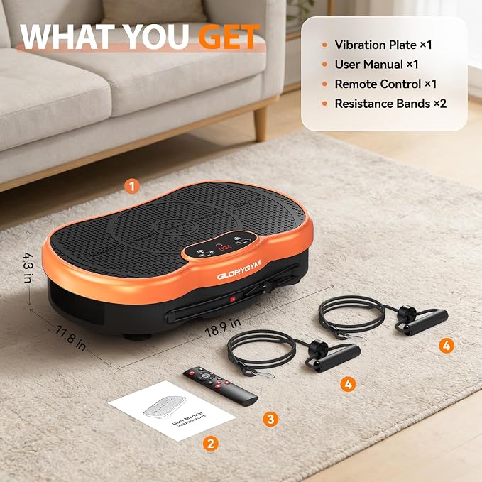 Vibration Plate Exercise Machine for Body Shaker Machine & Weight Loss, Shake Plate with Resistance Bands, 120 Speed Levels, Remote Control, Full Body Workout, Compact Home Gym Equipment