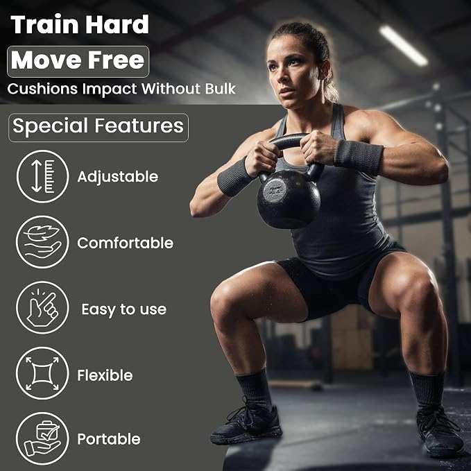 Kettlebell Wrist & Forearm Guards | Impact-Absorbing Wristbands for Kettlebell Training | Protects from Bruises | Breathable & Sweat-Wicking | Unisex Stretch Fit | One Size Fits All (Pair)