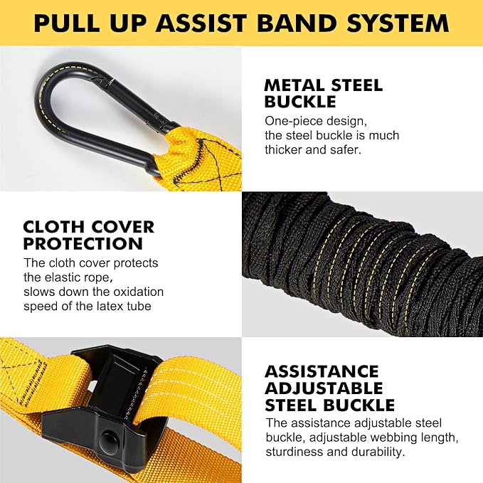 HPYGN Two Foots Pull Up Assistance Bands, Heavy Duty Resistance Band for Pull Up Bar, Adjustable Weight/Size with Fabric Feet/Knee Rest, Bands for Pull Up Assist for Strength Training, Pull Up