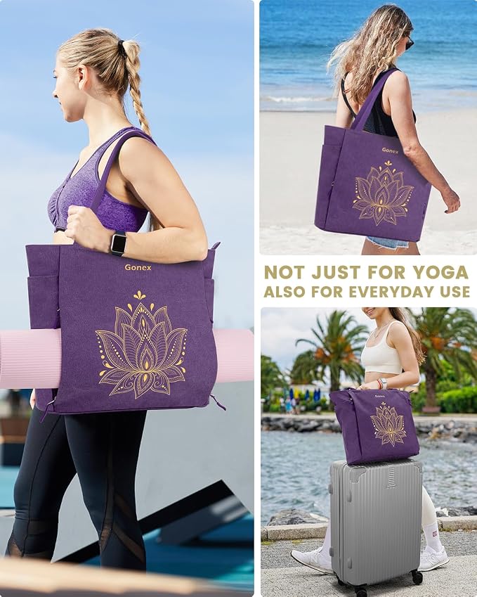 Gonex Yoga Mat Bag with Zipper Mat Carrier Canvas Gym Tote | Durable Canvas, Zipper Closures Prevent Slipping, Quick Access, Bottle Holder, Fits Yoga Blocks, Gym & Travel Use
