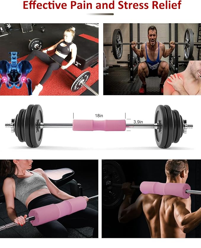Barbell Squat Pad Set- Nylon Padding AntiSlip- Thick Foam Hip Thrusts Pads | Bench Press/Lunges/Bar Squats Padding Cushion -Standard Olympic Weight Bar Pad(Wrist Straps Weightlifting-Ankle Straps)