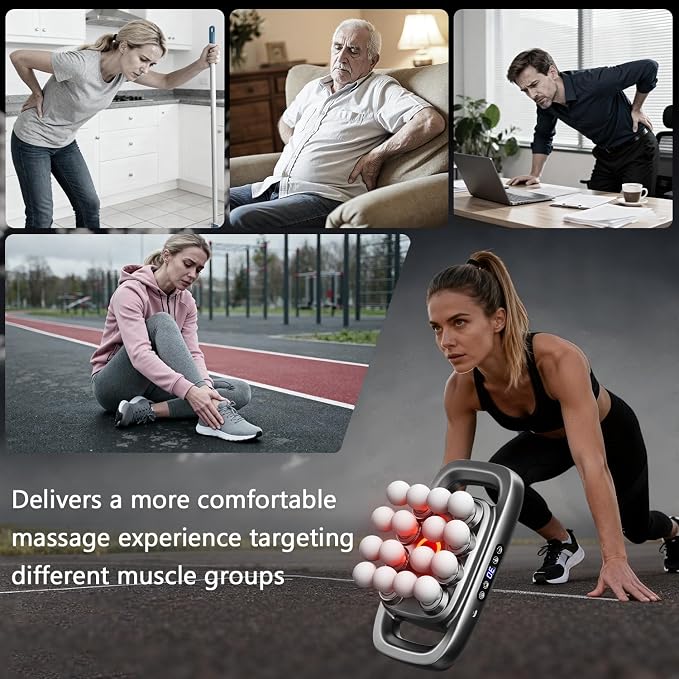 KOOTLEE 16 Heads Deep Tissue Massage Gun, Percussion Muscle Massager for Back, Neck, Shoulders, Legs & Feet, Body Massager for Pain Relief & Muscle Relaxation, 3 Modes & 30 Intensity Levels