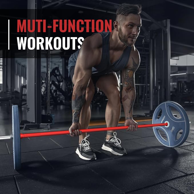 TECHNOAGE Steel Standard Barbells for 1-Inch Plates, 350LB | Standard steel bars for 1-inch plates with 350LB capacity, knurled grips, and compact 5FT or 6FT options