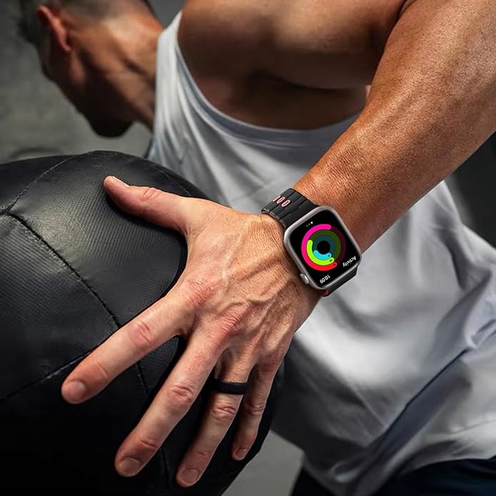 Bandletic Magnetic Silicone Watchband Compatible with All Apple Watch | Strong Magnet Sport Strap for iWatch Ultra 49mm Series 11-1 SE 46mm 45mm 44mm 42mm 41mm 40mm 38mm, Ideal for Men Women