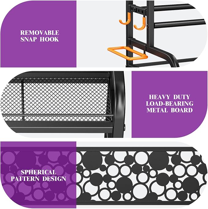 VOPEAK 3-Tier Dumbbell Rack with Wheels, Weight Rack for Home Gym Storage | Stores dumbbells, kettlebells & yoga mats. Lockable wheels for mobility. Sturdy steel frame, easy 15-min assembly