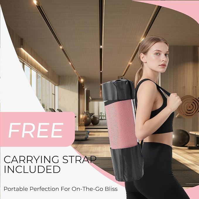Yoga Mat 72''x24''/35''(8mm/10mm) for Beginners, Thick and Wide Yoga Mat with Carrying Strap for Pilates, Stretching and Home Workout