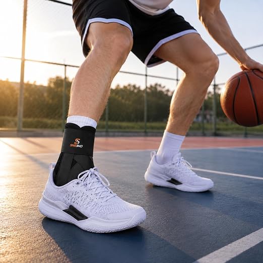 Ankle Brace Support Lace Up for Women & Men, 4 Stays for Sprains, M | Upgraded support, 4 removable side stays, breathable mesh, sprained ankle and Achilles tendonitis support, soccer and running