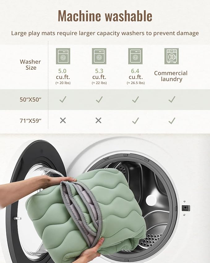 Blissful Diary Baby Play Mats for Floor, 71x59 Inch Extra Thicker & Large Soft Cushioning Foam Playmats for Babies and Toddlers, Foldable Washable Baby Crawling Mat for Playpen, Sage Green