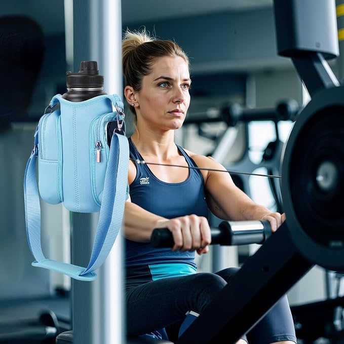 Magnetic Gym Bag Water Bottle Holder with Phone Pockets Shoulder Strap for Men Women