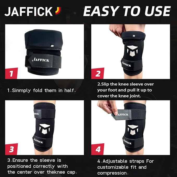 Jaffick 7MM Neoprene Knee Compression Sleeve for Weightlifting (1 Pair), M | Double-Layer With Pressure Belt, Powerlifting & Cross Training - Men & Women