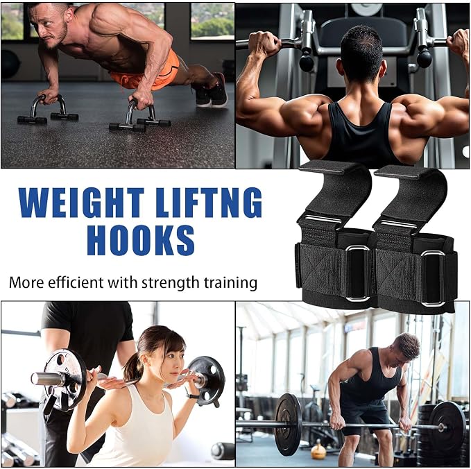 Weight Lifting Hooks (Pair) - Heavy Duty Lifting Wrist Straps, Hand Grip Support for Deadlifts, Pull Ups, Shrugs, Weightlifting Hooks Gym Gloves for Men and Women
