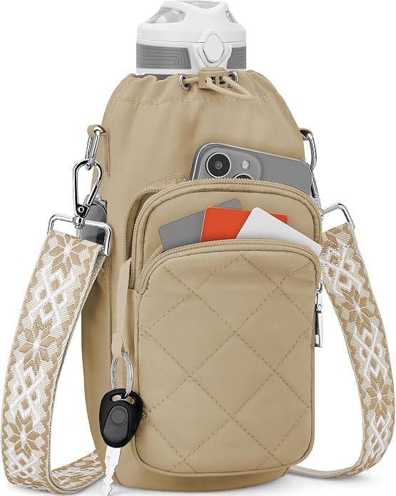 Water Bottle Bag Crossbody,Insulated Holder Purse