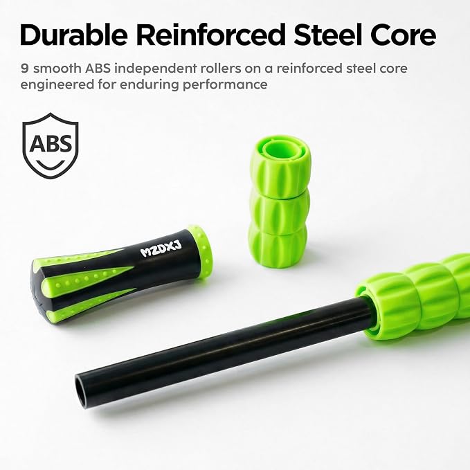 Muscle Roller & Massage Roller Stick for Athletes - Lymphatic Drainage Support, Relieves Muscle Soreness, Cramping & Tightness - Targets Legs, Arms, Back & Calves (Green )