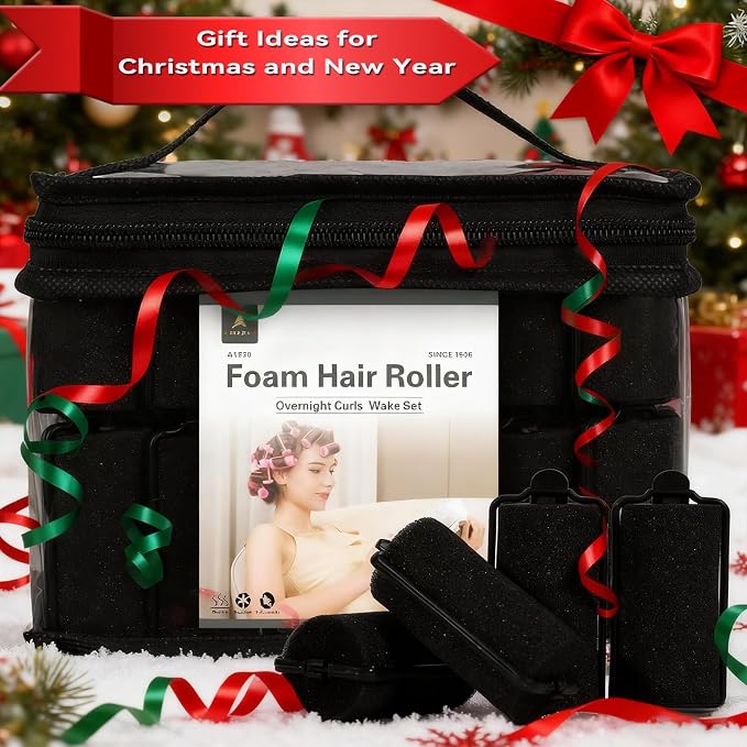 36 Pieces Soft Foam Hair Curlers - Flexible Sleeping Curlers for Hair Styling (1.2inch, Black)