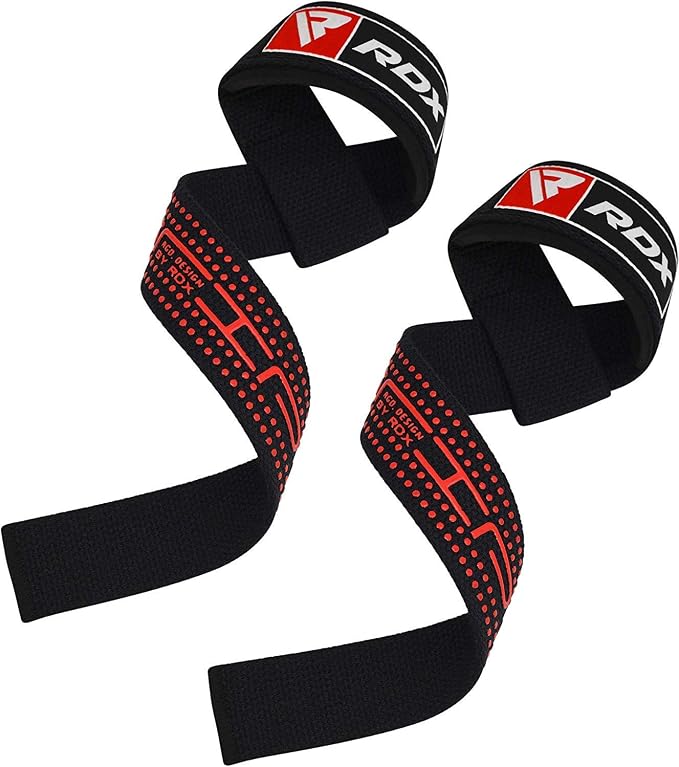 RDX Lifting Straps for Weightlifting –100% Cotton Heavy Duty Gym Wrist Strap with 5MM Neoprene Padding, 60CM Anti-Slip Hand Grip Wraps for Deadlifts Powerlifting Workouts Strength Training, Men Women