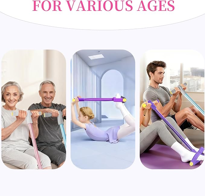 Pedal Resistance Bands with Handles, Durable 6-Tubes Multifunction Pedal Resistance Band, Natural Rubber Foot Pedal Resistance Bands, Fitness Resistance Bands for Abdomen, Waist, Arm, Leg