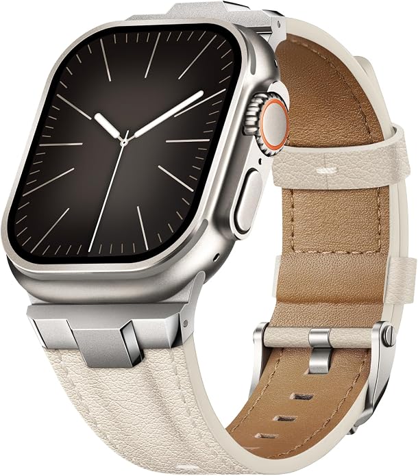 Suitisbest Leather Band Compatible for Apple Watch Ultra Band 49mm 46mm 45mm 44mm 42mm 41mm 40mm, Genuine Leather Replacement Strap for iWatch series 11 10 9 8 7 6 5 4 3 2 1, SE 3 2 1, Ultra 3 2 1