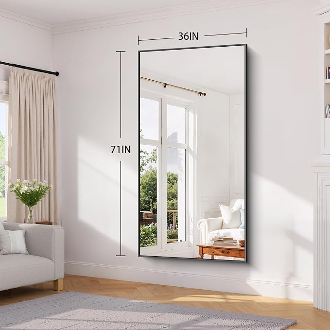 Koonmi Black Bathroom Mirror for Over Sink,Metal Framed 36"x71" Wall Mirror