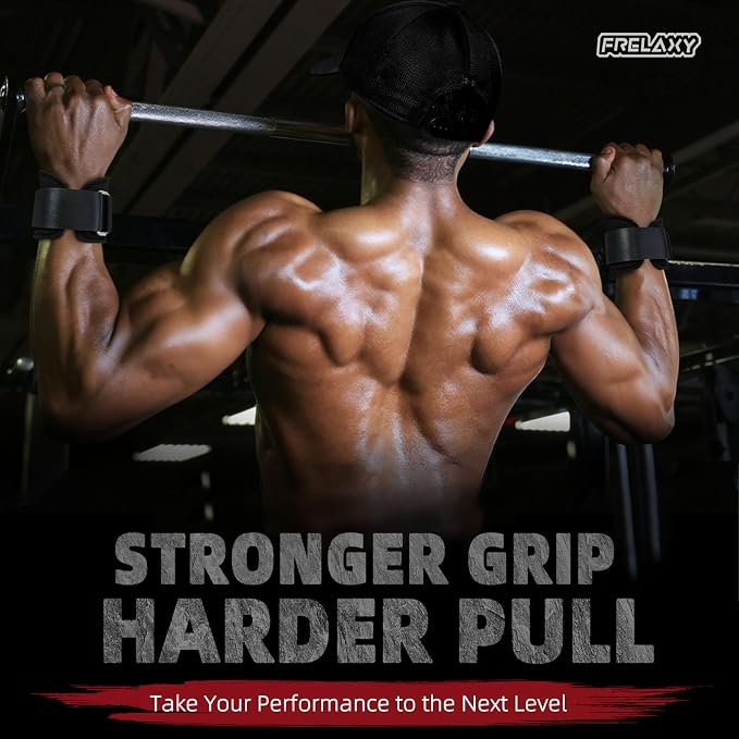 Frelaxy Lifting Wrist Straps, Rubber Weight Lifting Grips for Deadlifts | Non-slip rubber palm, Full palm protection, Neoprene wrist padding, Enhanced grip support, Pull ups rows lat pulldowns