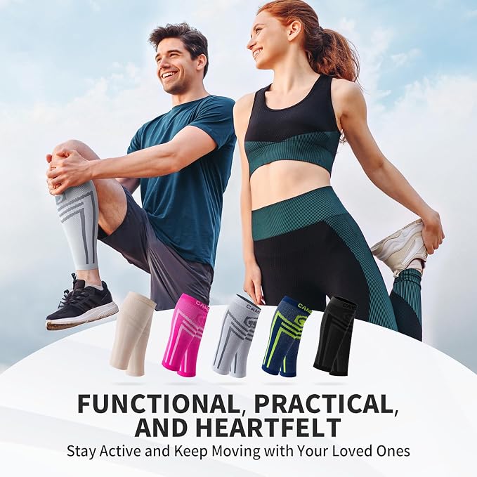 CAMBIVO Calf Compression Sleeve for Men Women Footless | Graduated Compression, Shin Splint Relief, Moisture Wicking, Running Standing Travel, 4D Knit Anti-Slip, Varicose Veins