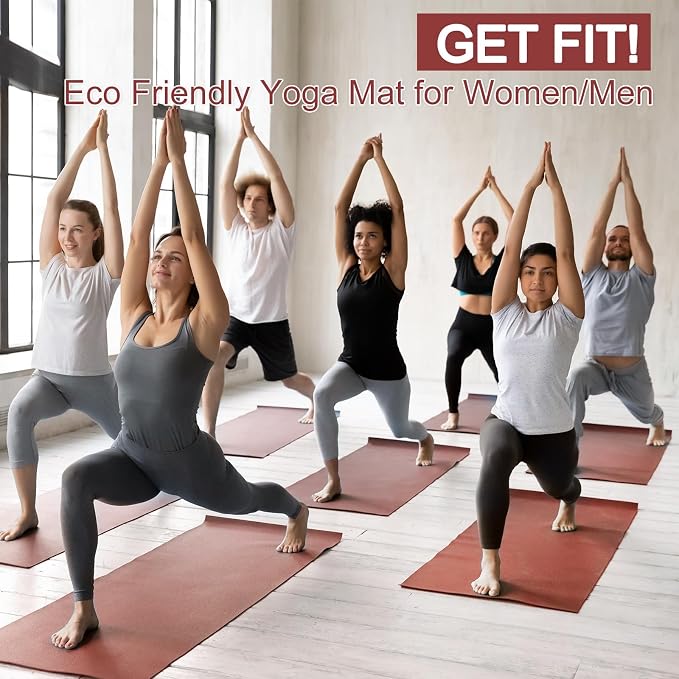 Funtery 3 mm Thin Yoga Mats Bulk, 68 x 24 Inches Lightweight PVC Exercise Mats Non Slip Workout Fitness Pads for Yoga Pilates Stretching Classes Gym Home Studio