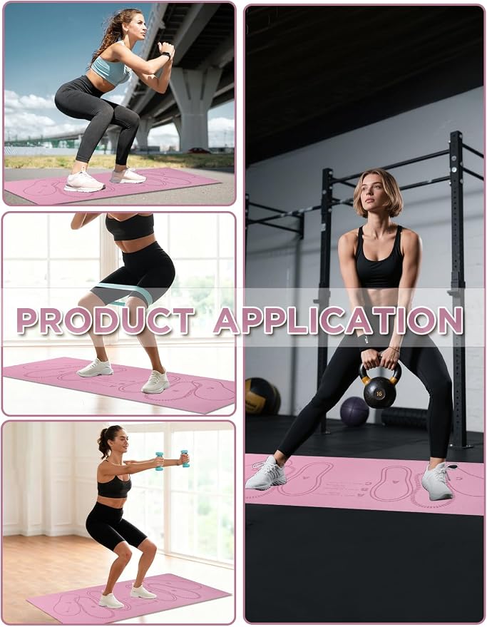 Squat Mat with Foot Position,Large Squat Target Pad 30'' X 13.8'',4mm Thickness Squat Mat Foot Positioning, Exercise Mat for Squats, Leg and Abdominal Workouts