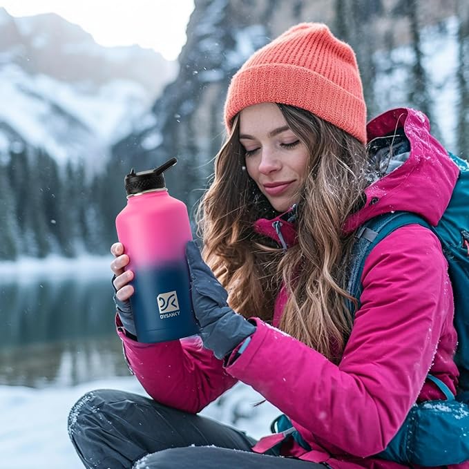 DYSANKY Insulated Water Bottle with Portable Carrier Bag for Outdoor 64 oz