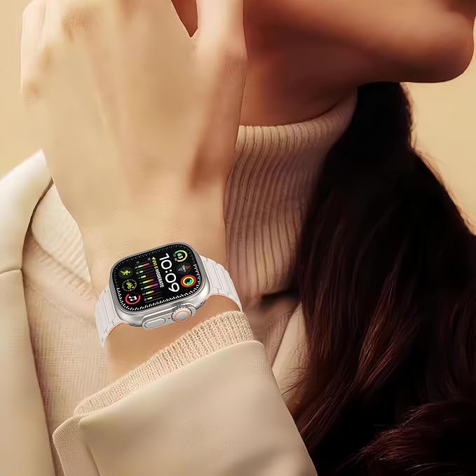 Magnetic Band Compatible with Apple Watch Ultra 3/2/1 Band for Men 49mm 46mm 45mm 44mm 42mm, Silicone Sport Waterproof Loop Strap Magnet Link for iWatch Series SE 11 10 9 8 7 6 5 4 3 2 1