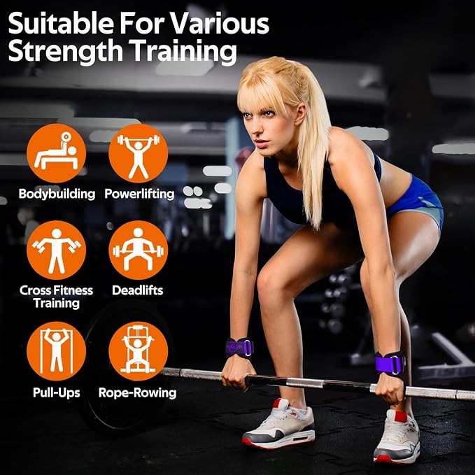Weight Lifting Wrist Strap,Double Layer Leather Wrist Wraps with Neoprene Padding for Weightlifting & Deadlifts – Adjustable Gym Straps for Men & Women