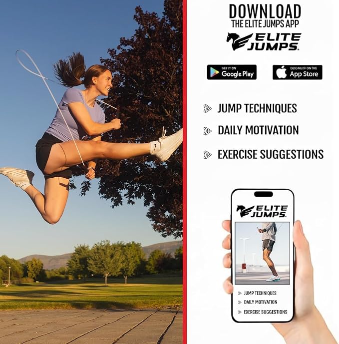 Elite Jumps 6mm PVC Jump Rope, Adjustable Skipping Rope | Non-kinking PVC cord. Unbreakable handles. Smooth rotation. For cardio and boxing.