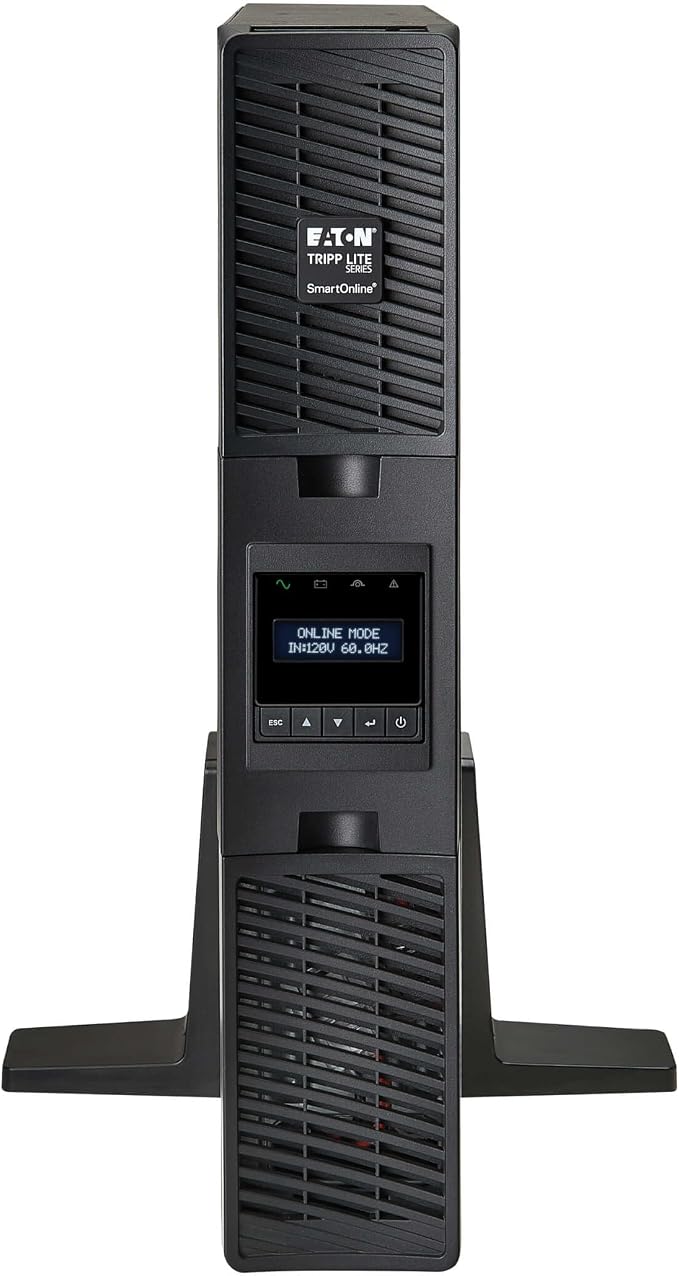 Eaton Tripp Lite Series SmartOnline 3000VA UPS, Pure Sine Wave Double-Conversion, AVR, 2700W, 2U Rack Mount/Tower, Extended Run, Network Card Option, LCD Screen (SU3000RTXLCD2U)