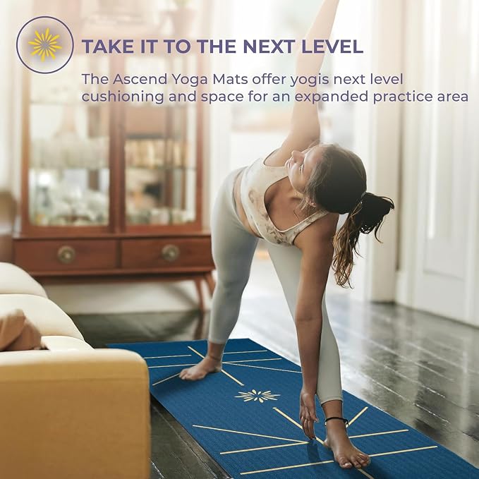 Ascend 6mm Thick Yoga Mat, 72x24in | Premium Non Slip Exercise Mat for Pilates, Workout, Stretching, Fitness, Training - Gym Mat for Home and Studio