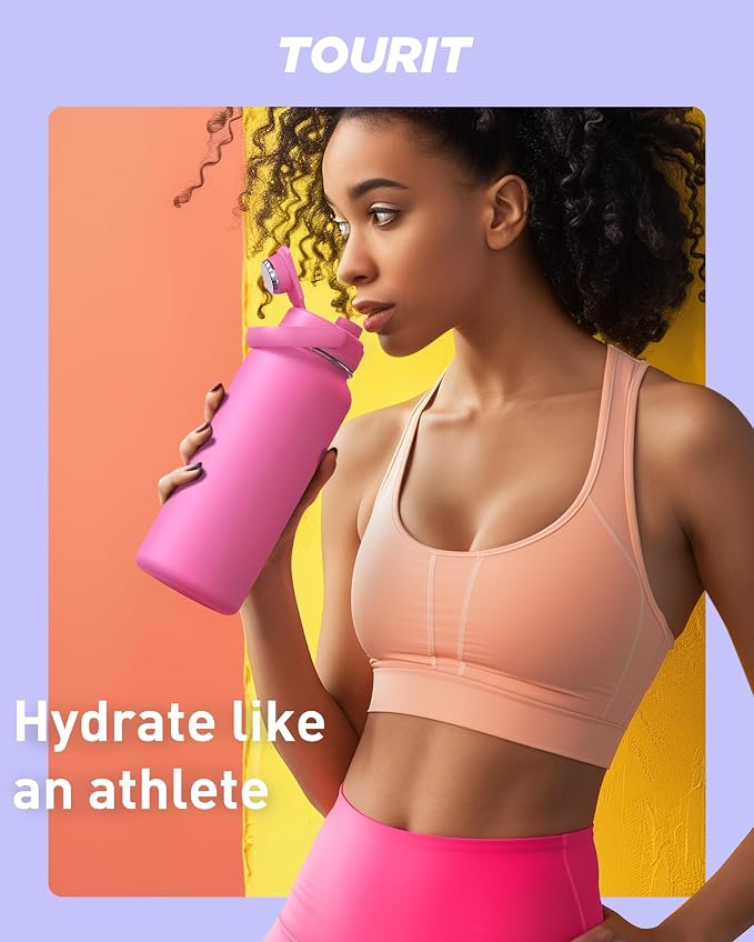 TOURIT 24 oz Insulated Stainless Steel Water Bottle, Blue Voilet | Double-wall vacuum thermal flask with top handle, leakproof & BPA-free design for sports, gym, hiking & travel use