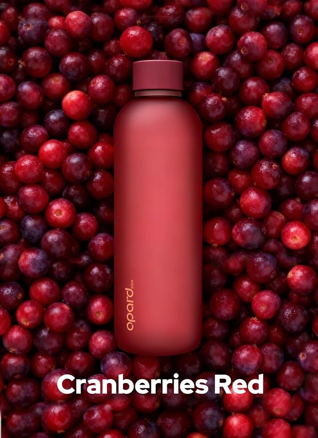Opard Slim Water Bottle 27oz, Dishwasher Safe Plastic Water Bottle BPA-Free, Leakproof Screw Top, Cranberries Red, Reusable for Travel School Sport Gym Hiking