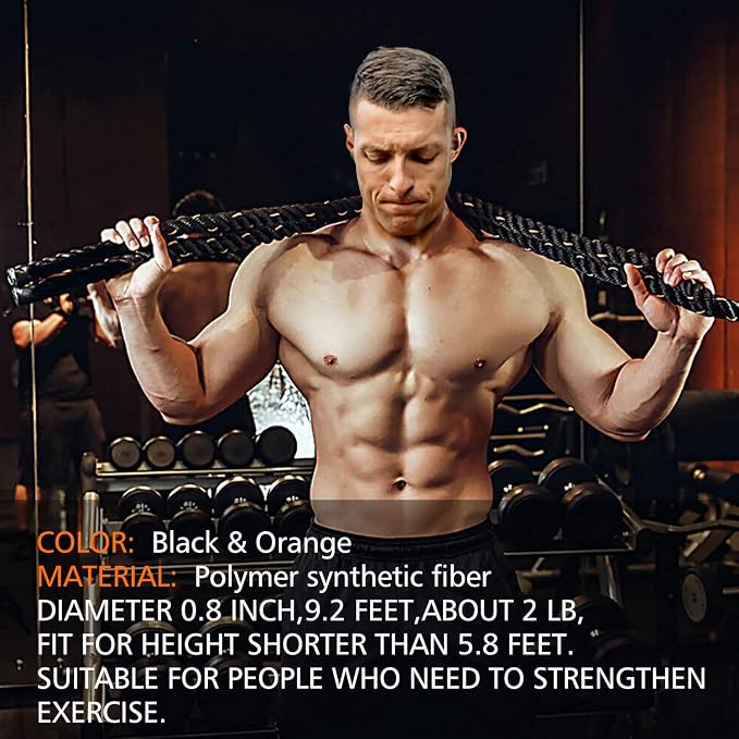 Heavy Jump Ropes for Fitness 2LB/3LB/5LB,Weighted Adult Skipping Rope Exercise Battle Ropes for Men & Women,Total Body Workouts, Power Training in Gym to Improve Strength and Building Muscle