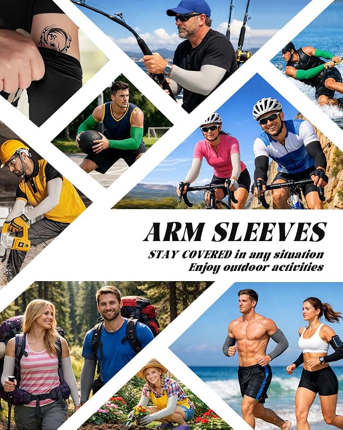 BHYTAKI Cooling Compression Arm Sleeves for Men Women,UPF50 UV Sun Protection Sleeves for Work Sport Tattoo Cover Up