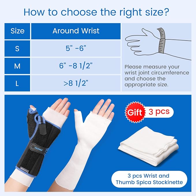 Velpeau Carpal Tunnel Wrist Brace with Thumb Stabilizer Night Support, Stabilizes Wrist Thumb Joint, Pain Relief for Tendonitis, De Quervain's Tenosynovitis, Arthritis (Drawstring, Left Hand, L)