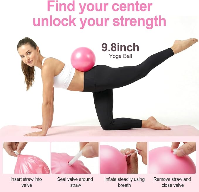 Home Pilates Ring and Ball Set for Women with 5 Resistance Bands 13 inch Magic Circle Workout Starter Kit for Beginners Full Body Toning 15 Min Daily Routine