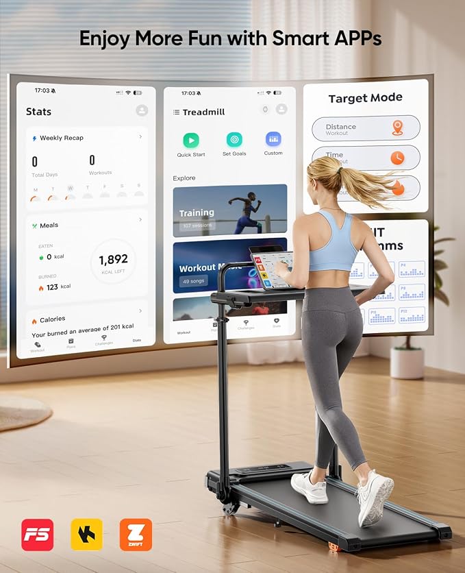 3.0HP Walking Pad Treadmill with Incline 2%-7%-12%, 6 in 1 Foldable Treadmill for Home with Removable Desk, Adjustable Handle Bar, RGB Lights, LED Display, Remote&APP Control, 330LBS Capacity